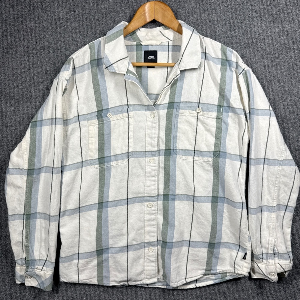 Vans Shirt Womens Large Plaid Button Up Long Sleeve